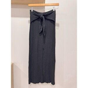 Reformation Womens S Black Knot Pull On Stretch Ribbed Front Slit Maxi Skirt